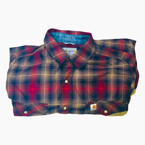 Carhartt relaxed fit lightweight long sleeve button up plaid shirt Men’s Medium - Picture 2 of 5